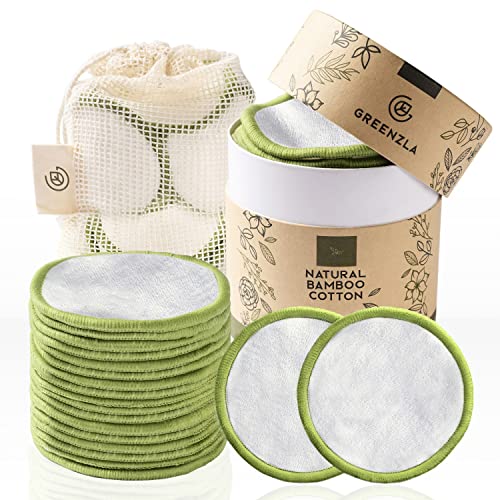 BW – Kosmetik-Wattepads, fusselfrei, rund, 600 Stück 2 Greenzla Abschminkpads Waschbar (20 Stück) mit waschbarem Wäschesack und runder Box zur Aufbewahrung | Natürlicher Bambus & Bio-Baumwolle | Wiederverwendbare Wattepads für alle Hauttypen - Zero Waste