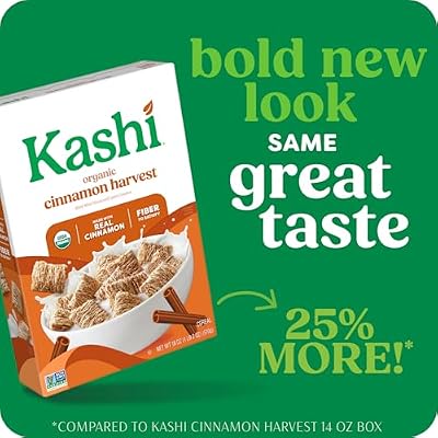 Kashi Breakfast Cereal, Organic, Whole Grain, Cinnamon Harvest, 18oz Box (1 Box) (Pack of 3)