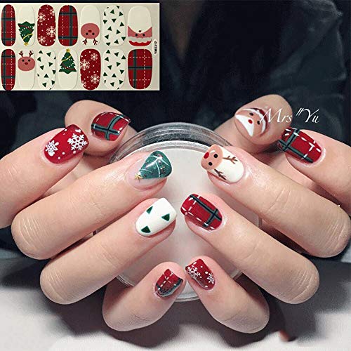 Wokoto 6 Sheets Christmas Adhesive Nail Polish Stickers With 1Pcs Nail File Deer Snowman Nail Wraps Decal Strips Manicure Kit #TOP6
