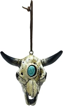 Hanging Western Native American Bull Steer Cow Skull Christmas Tree Ornament Southwestern Xmas Holiday Decor