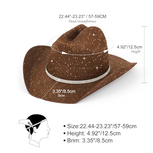 Image of Sequin Cowboy Hat for Men & Women - Sparkly Cowgirl Hat with Thread Detail, Stylish Cowboy Hat for Parties