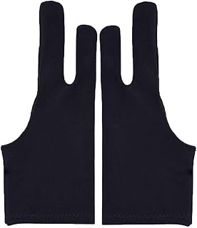 2pcs Free Size Black Tablet Drawing Anti-fouling Glove Artist Two Finger Glove for Graphic Tablet, Art Creation and iPad Pro Pencil, for Right Hand or Left Hand