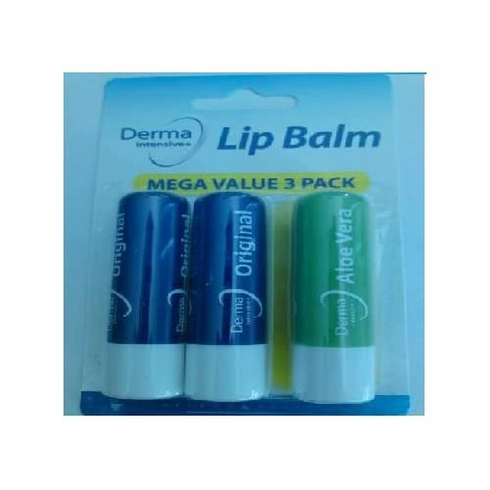 Derma Intensive+ Lip Balm Mega Value Lip Balms (2 Original Lip Balm + 1 Aloe Vera Lip Balm) by Derma