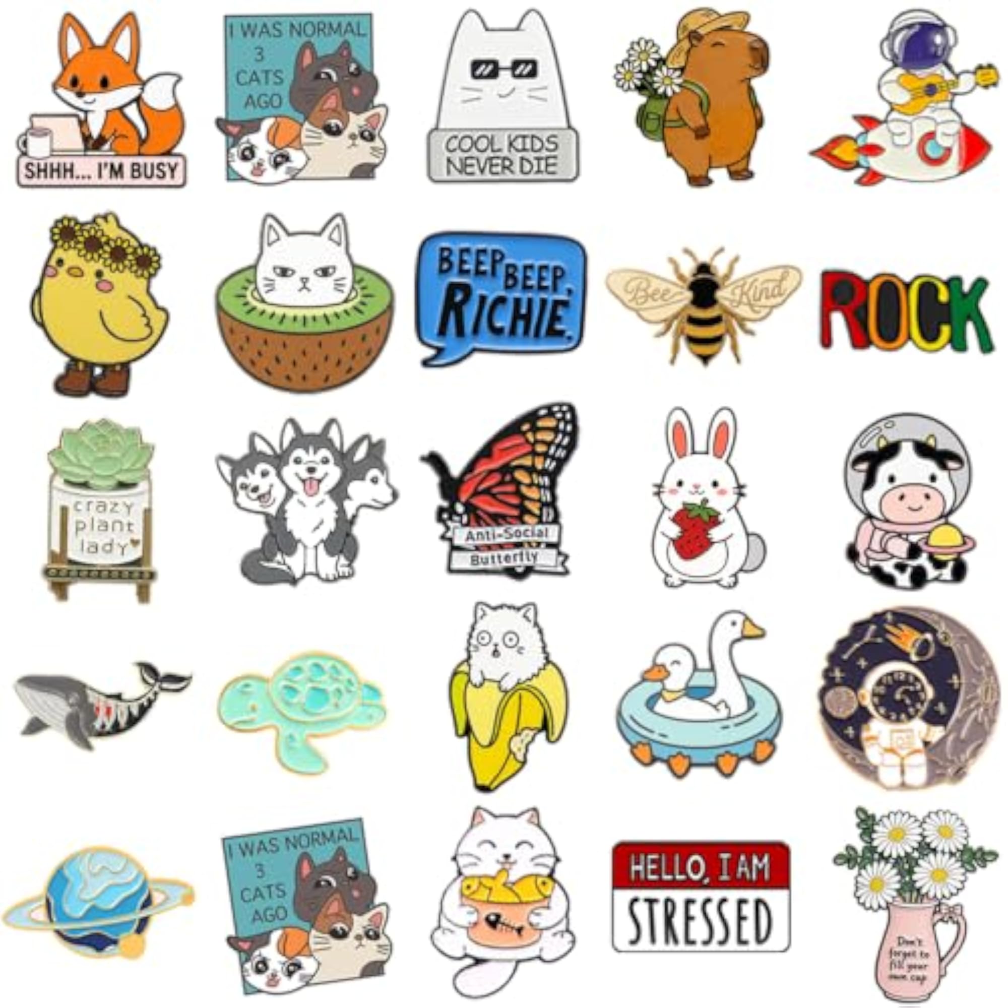 Cute Enamel Backpack Pins, 20/40/50 Pcs Set