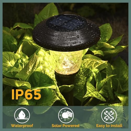 GIGALUMI 8 Pack Solar Pathway Lights, Solar Garden Lights Outdoor Warm White, Waterproof Led Path Lights for Yard, Patio, Landscape, Walkway (Brown)