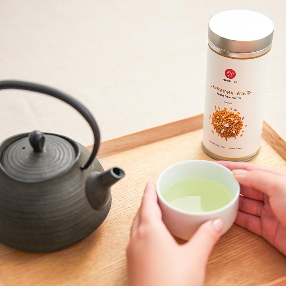Senbird Premium Genmaicha - Caffeine-Free Japanese Mochi Rice Tea - From Hokkaido, Japan - Herbal Tea in Airtight Tin (3.5oz/100g) - Image 6