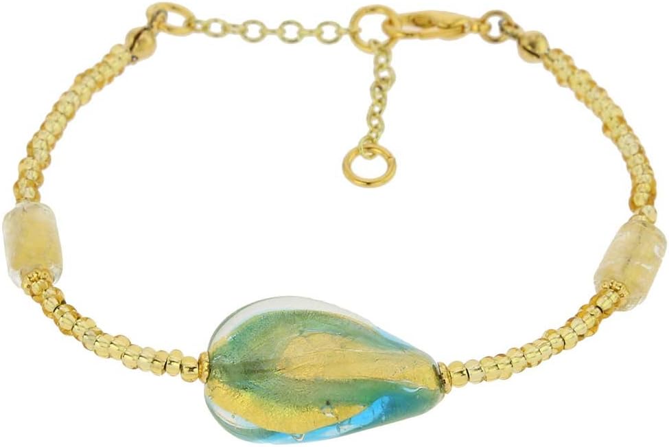 Glass Of Venice Murano Glass Royal Aqua Spiral Bracelet