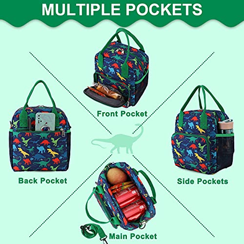 Ravuo Lunch Box For Boys, Dinosaur Insulated Lunch Bag For Kids Children Cute Insulated Cooler Thermal Meal Tote Kit With Handle And Detachable Shoulder Strap #TOP5