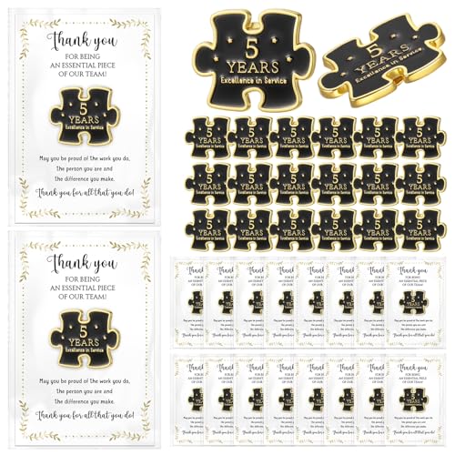 Solsew 20 Set Year of Service Pin Employee Appreciation Gifts Bulk Excellence Award Lapel Pin with Thank You Cards Recognition Gifts for Coworker Staff Teacher Team Employee of the Year Gift(5 Year)