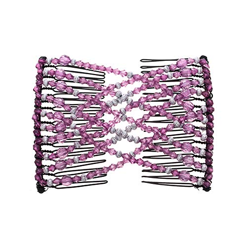 Lovef 4Pcs Fashion Magic Beads Elasticity Double Hair Comb Clip Stretchy Hair Combs Clips #TOP3