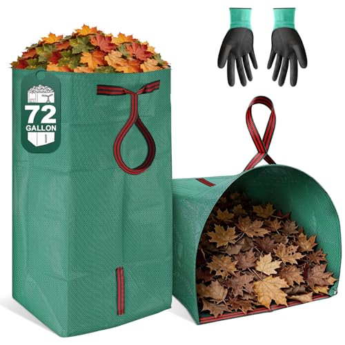 Yard Waste Bags 2-Pack 72 Gallon Reusable Leaf Collector Self-Standing Leaf Bags with Reinforced Handles Collapsible Dustpan-Type Garden Bag for Leaves Grass Debris and Outdoor Cleanup YoJinXtra