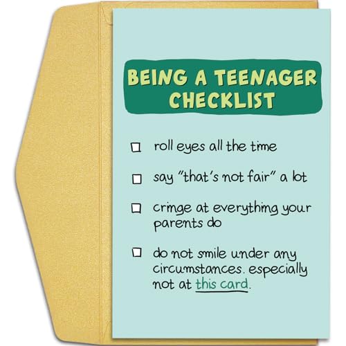 Qiliji Funny Birthday Card for Teenager Boy Girl, Teen Birthday Card, 13th 14th 15th 16th 17th 18th...
