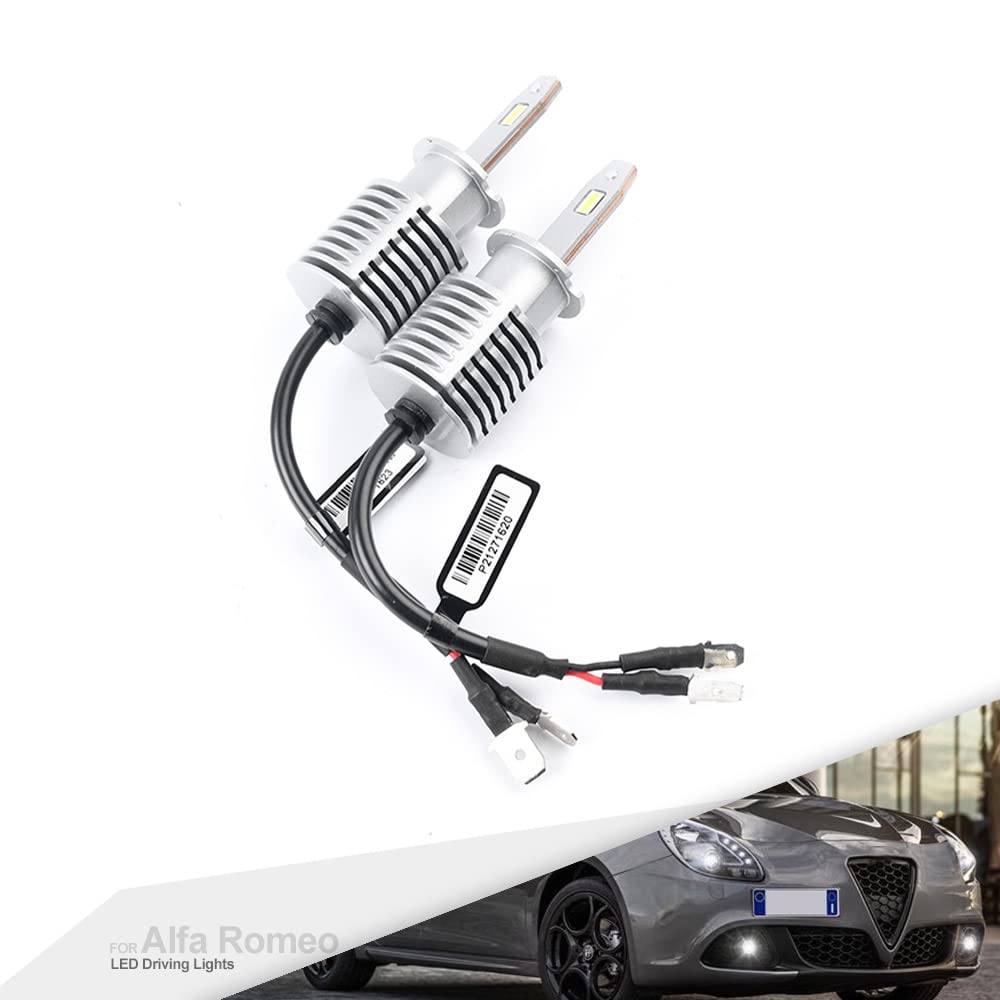 alfa romeo Lampadina LED Fendinebbia Giulietta 2010-2020, Alfa Romeo 147 2005-2010, 166 1999-2007, H3 2 pezzi Xenon bianco Canbus LED