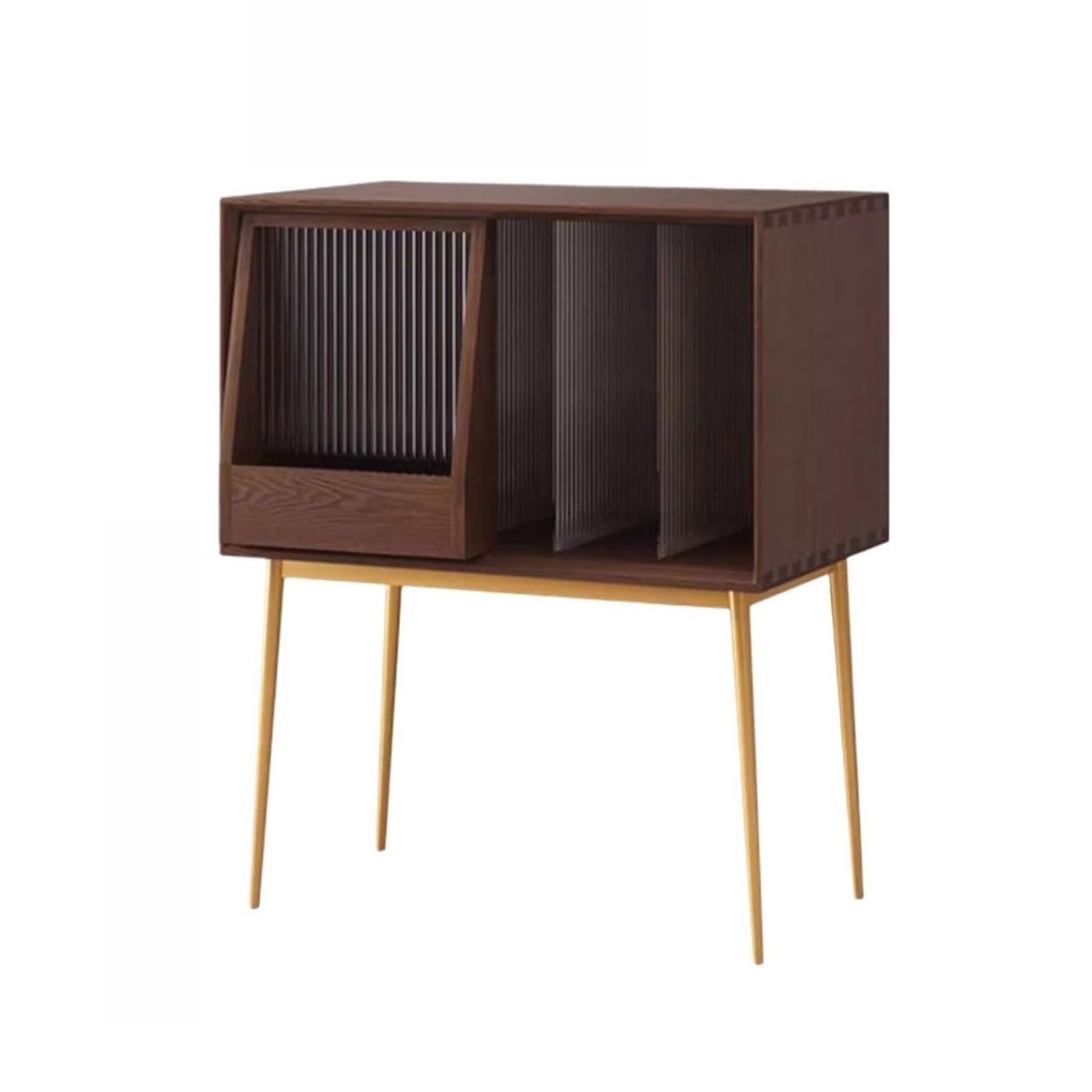 Huangj-0527 CD storage Light Luxury Vinyl Record Cabinet Sofa Sideboard with Metal Leg and Sliding Door Record
