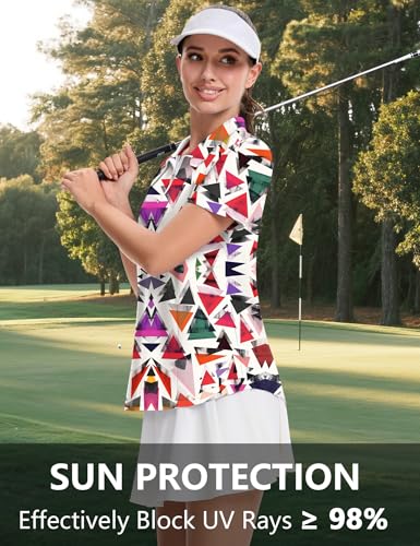 Image of LOMON Womens Golf Polo Shirts Summer Short Sleeve 1 /4 Zip Tops Moisture Wicking Casual Tennis Activewear with Pockets