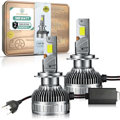 Image of OTOROYS H4 LED Headlight Bulbs 340W, 34000 Lumens Super Bright 6500K Cool White, Hi /Lo Beam Car Headlight Conversion Kit, Plug & Play Car Led Headlight, Pack of 2, 2 Years Warranty
