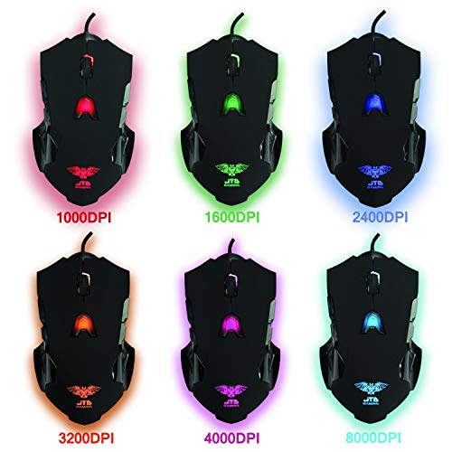 J-Tech Digital Professional Gaming High Precision 200 To 8200 Dpi Adjustable Dpi Wired Usb Laser Gaming Mouse, 8 Programmable Buttons, 5 User Profiles, Omron Switches, Avago Sensor (Renewed) #TOP4