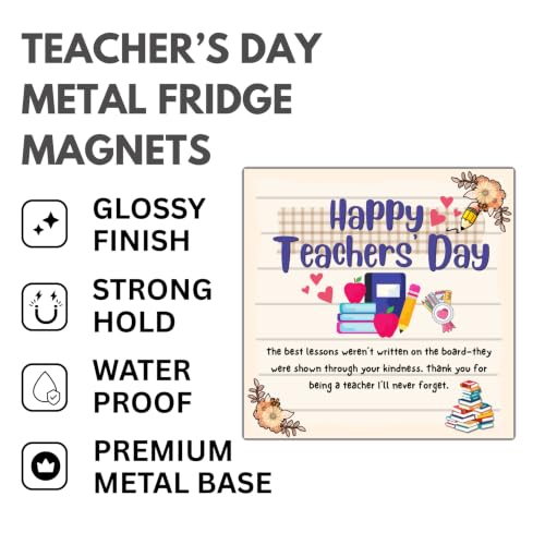 Image of Teachers Day Themed Fridge Magnets|Set of 4 Pcs|3X3 Inch|Glossy|Durable|No Colour Fade Lifetime|Waterproof Gifts for Teacher Day|2026
