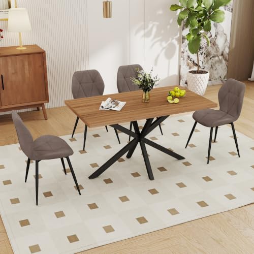GrandCA HOME Ensemble Table Salle à Manger avec 4 Chaises Rectangle 140CM