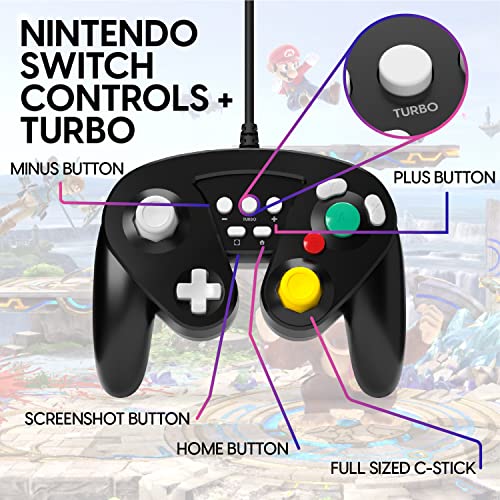 TalkWorks Wired GameCube Controller - Gaming Controller Compatible with Nintendo Switch - USB-A Connection - Nintendo Switch Controls And Turbo Function - 9ft Cable - Black by TalkWorks - Used condition - Image 3