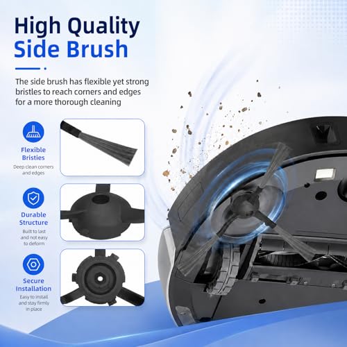 Image of SONGRUI Replacement Accessories Kit Compatible with Ecovacs Deebot Y1 Pro | 13PCS Vacuum Cleaner Parts Includes 4 Mop Pads, 4 Filters, 4 Side Brushes & Cleaning Brush