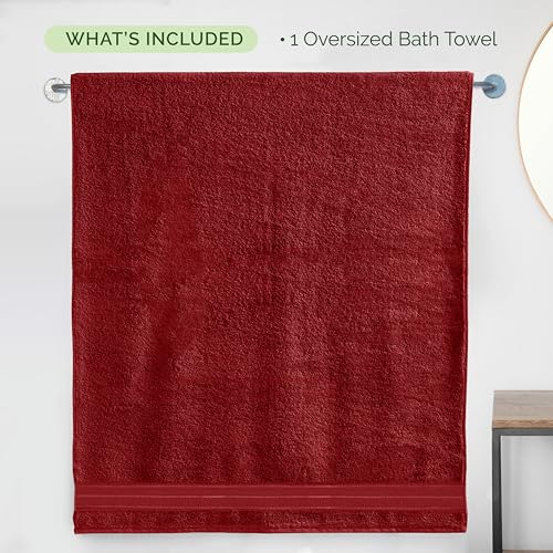 Image of Elegant Comfort Three Line Popcorn Extra Large Luxury Bath Towel - 40 inch x 80 inch inch, Premium Hotel Spa Quality 1 Piece Oversized Bath Sheet 100% Turkish Cotton Super Soft Highly Absorbent, Burgundy