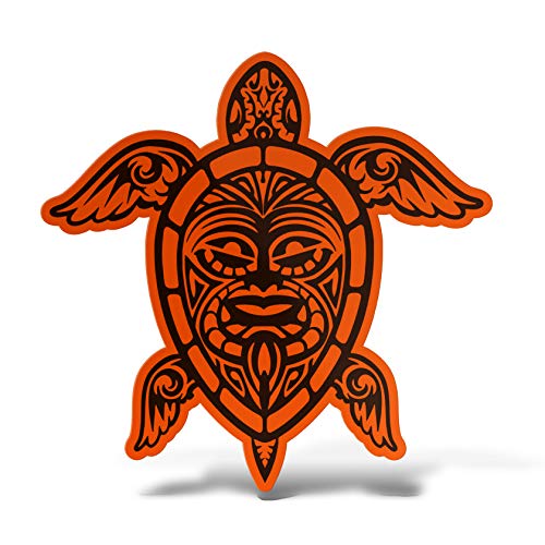 Erreinge® Autocollant Orange Fluo de 25 cm, motif tortue tribale, sticker imprimé pour voiture, moto, mur, pare-chocs, ordinateur, portable, valises, vélos