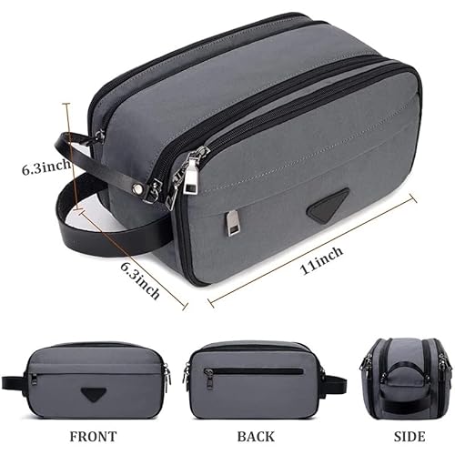 Aikimfuly Travel Business Toiletry Bag Waterproof Shaving Kit for Men Women Shower Bathroom Makeup Cosmetic Organizer Handbag (Gray 1) - Image 2