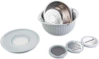 BEEOFICEPENG Coladores de alimentos y coladores de pasta Colador de arroz Limpiador de frutas Escurridor de ensalada Coladores para cocina, fácil instalación, color azul