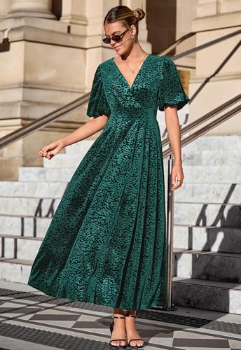 Image of Sissyaki Velvet Maxi Dress Fall Wedding Guest Dress 2026 | Semi Formal to Formal Events, Family Pictures, Holiday Party Dinner Dress