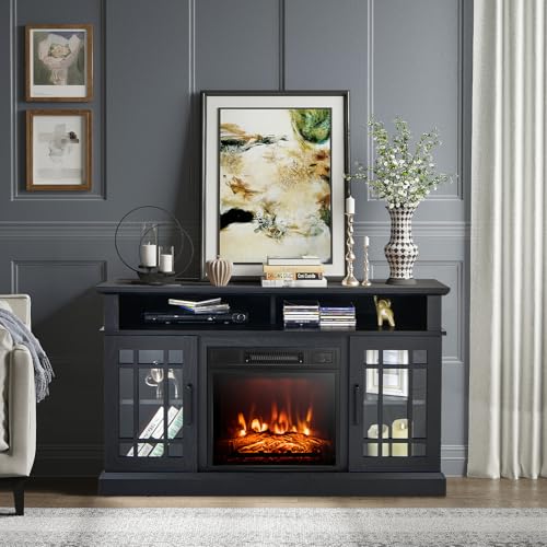 CLEEMAN 3-in-1 Electric Fireplace TV Stand, 55 Inch Entertainment Center