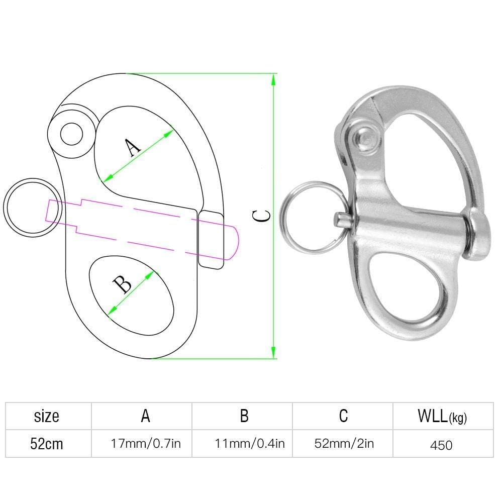 Alomejor Manille à Mousqueton Pivotant à Emerillon Maillons Rapides en 304 INOX Matériel pour Kayak Canot Yacht Bateaux