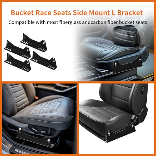 Yuleimy Side Mount Bucket Seat Brackets, Universal Bucket Seat Mounting Bracket for FRP/Carbon Fiber Racing Seats, Black Powder Coated with Anti-Rust Technology, 2 Pack by Yuleimy - Image 6