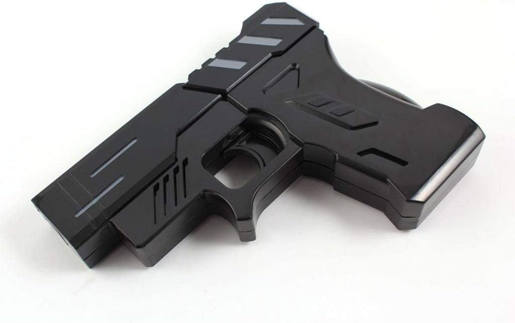 Yamiko ガンアラーム クロック 面白グッズ 遊び心満載！ 時計 置時計 射撃好きの方に ピストル 型 目覚まし 時計 お子様たちに プレゼント (ブラック)