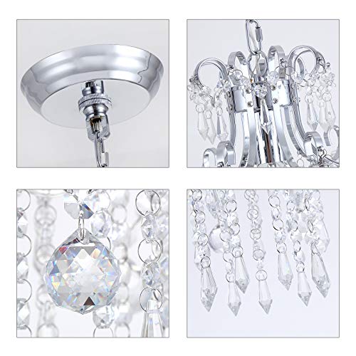 Q&S Mini Crystal Chandelier Modern Chrome Princess House Crystal Small Pendant Light Ceiling Fixture For Nursery Girls Room Hallway Entryway Dining Room Kitchen Office Ul Listed #TOP3