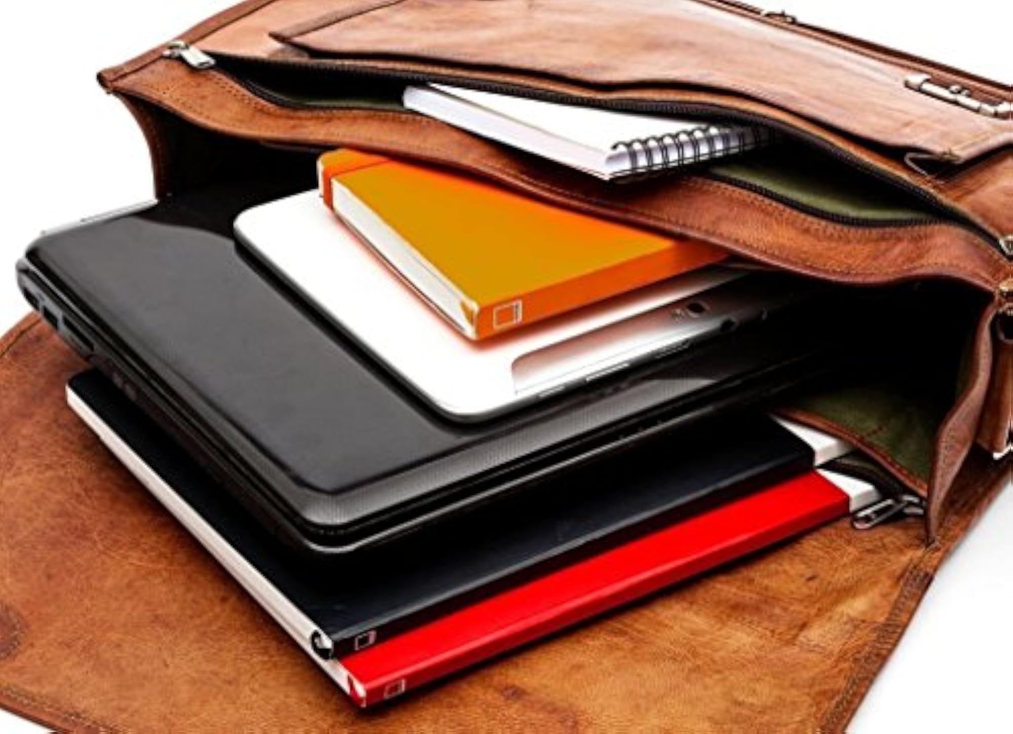 Genuine Leather Laptop Office Messenger Bag, Unisex
