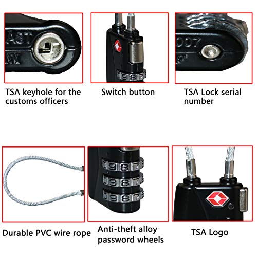 image for AOUTACC 2 Pack TSA Luggage Lock and 2 Pack Aluminium Metal Luggage Tag