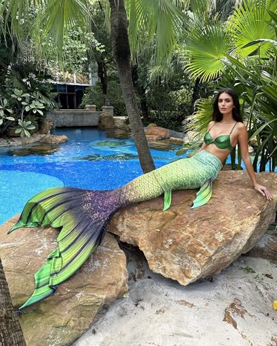 FOLOEO Mermaid Tails for Swimming, Mermaid Swimsuit Costume Set Bathing Suits for Adult & Teen Sizes(Monofin and Support Plate Not Inclued