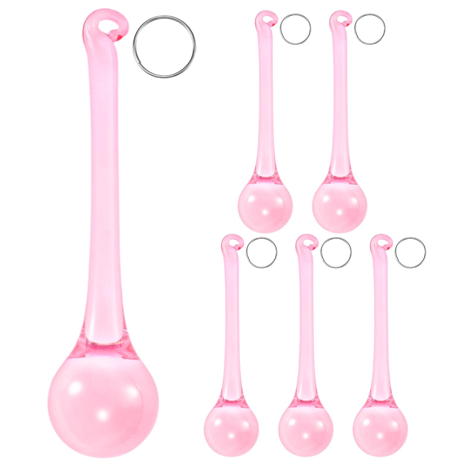 M METERXITY 6-Pack Crystal Raindrop Prisms, 78mm Replacement Chandelier Teardrop Icicle Drops Hanging Pendant for Lamp/Garden/DIY Decoration, Crystal Suncatcher [Pink]