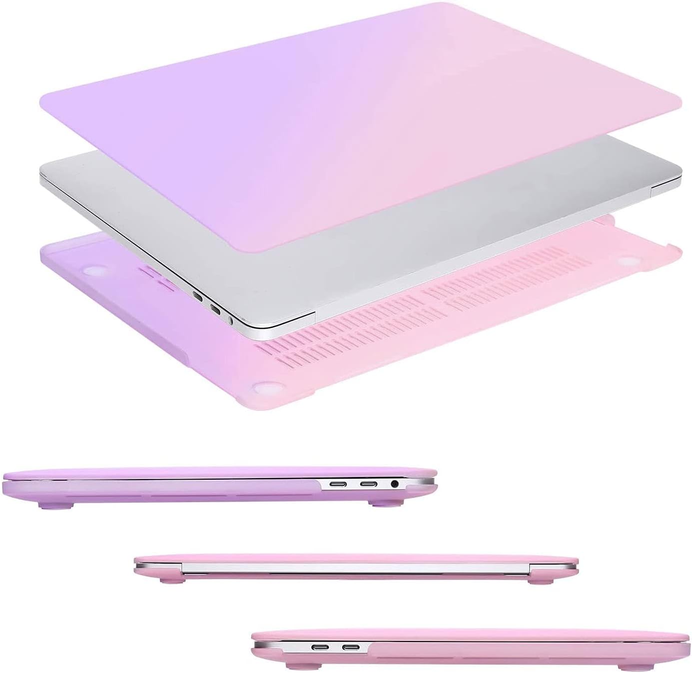 MOSISO Compatible with MacBook Pro 13 inch Case M2 2023, 2022, 2021-2016 A2338 M1 A2251 A2289 A2159 A1989 A1708 A1706, Plastic Gradient Hard Shell Case&Keyboard Cover Skin&Screen Protector, Purple