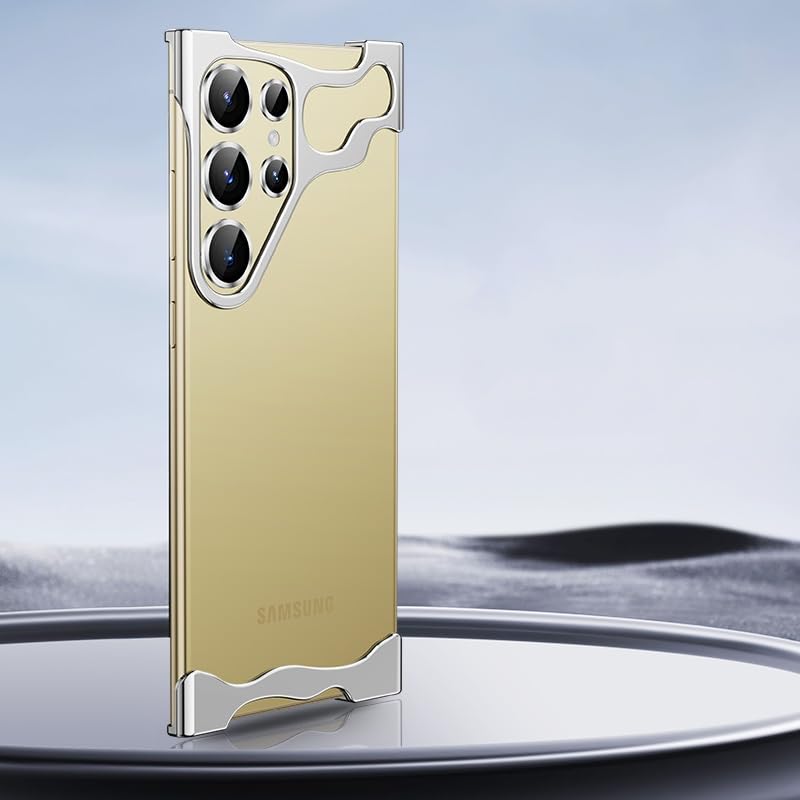 Coque Samsung S24 Ultra métallique sans cadre protection objectif or Galaxy S24U