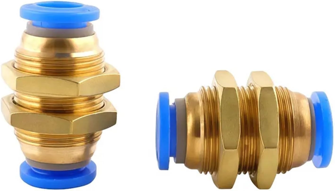 1pcs PM Brass Pneumatic Bulkhead Fitting - Push-Connect Quick Release for 4/6/8/10/12mm OD Air/Water Tube(PM 8,1 PC)