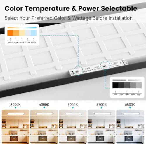 Image of AIKVSXER 48Pack 1x4 LED Flat Panel Light, 6500LM Ultra-Bright, 30-50W Black