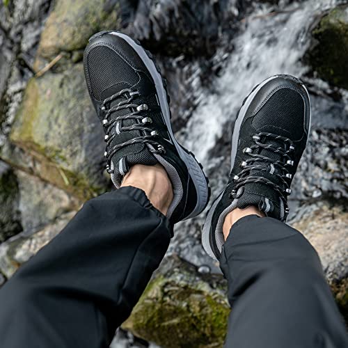 Odckoi Waterproof Hiking Shoes For Men Lightweight Anti Slip Outdoor Hike Trekking Breathable Ankle Boots Camping Trail Shoes Black Grey Us9.5 #TOP7