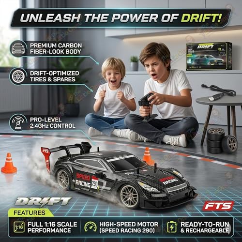 Image of TheLittleOnes 4x4 Rc Drifting Car - Rc Drift Cars High Speed Remote Control Drift Car 2.4GHz Remote Control Drift Stunt Off Road Cars 360 Rotation Toys For Kids & Adults Boys & Girls [Vortex Drifter]