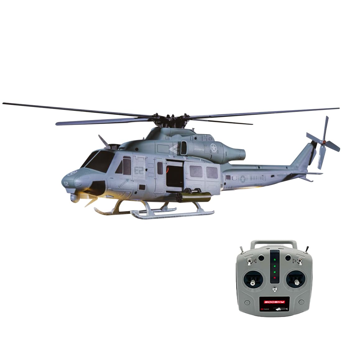Helicóptero RC Brickaro E2 UH-1Y, modelo de helicóptero RC a escala 6CH de doble sin escobillas de transmisión directa 2.4G con posicionamiento Lidar y mantenimiento de posición GPS, regalo para