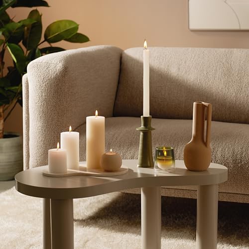 BOLSIUS Rustikale Stumpenkerze, Elfenbein, 13 x 7 cm, 4 Stück