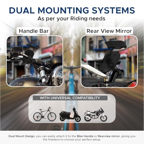 Amkette iGrip Secure Plus Mobile Holder for Bike/Scooter | Sturdy Build with Internal Metal Core, Anti-Shake Mount, 360° Rotation, IPX6 Waterproof, ABS & Rubber Protection (Black) - Image 4