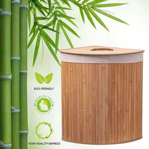 Eco Bath London Bamboo Laundry Basket with Lid - 55 Litres, Triangle Style, Laundry Hamper with Removable Washable Lining - Image 4