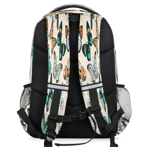 Vintage Butterflies Backpack with Chest Strap Reflective Lightweight Travel Hiking Backpack for Men Women Waterproof Daypack Back Pack for Commute Camping4